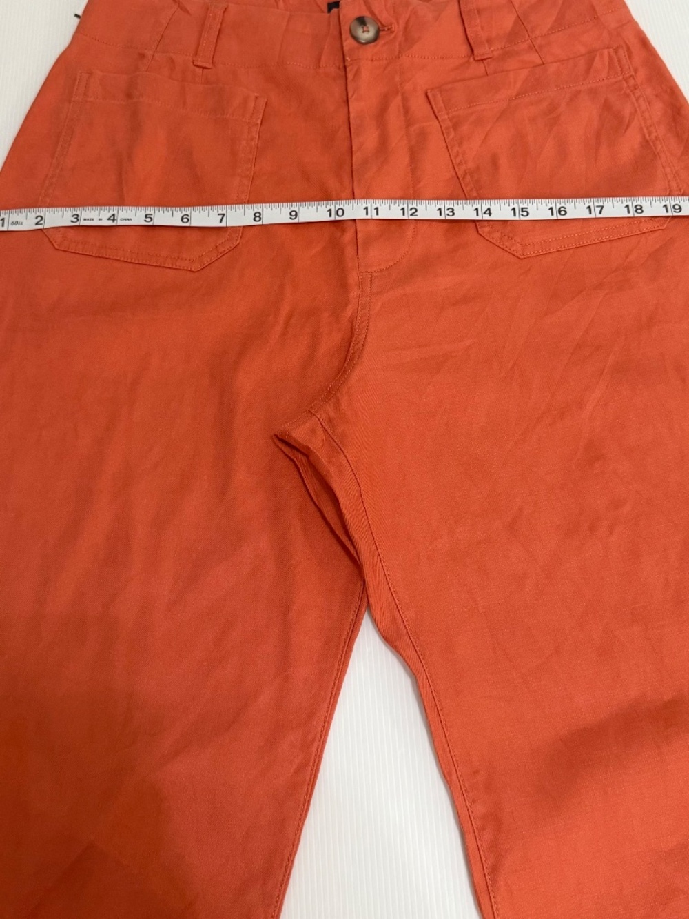 Anthropologie Maeve The Colette Crop Wide Leg Linen Blend Pants Orange Size 31 - Picture 8 of 12